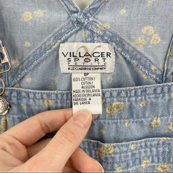 Vintage 90s Y2K Floral Shortalls 8P - Picture 8 of 8